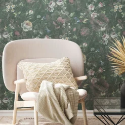 Vliestapete Floral Vintage Grün Weiß 38636-2