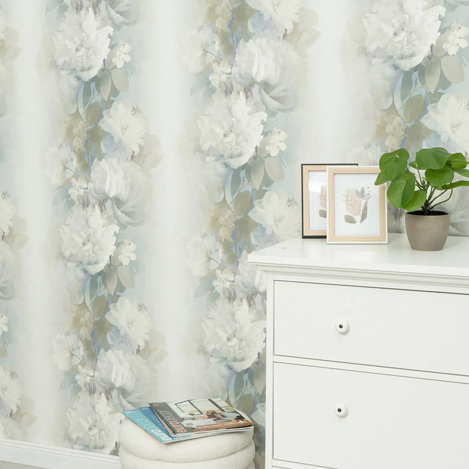 Vliestapete Floral Vintage Grau Blau Grün 10513-08