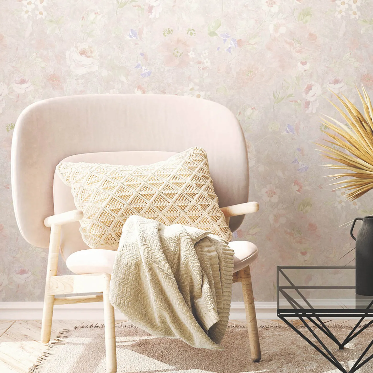 Vliestapete Floral Vintage Grau Weiß 38636-4