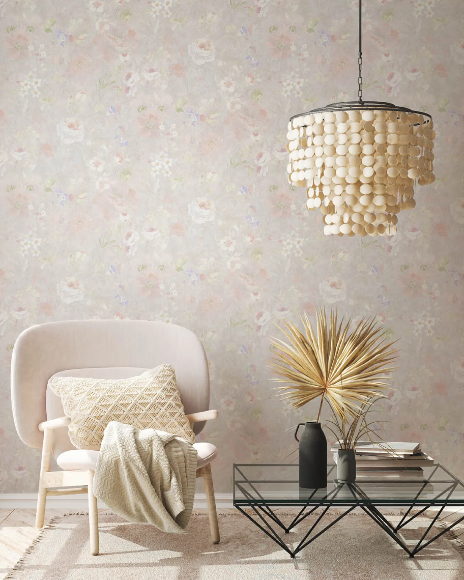 Vliestapete Floral Vintage Grau Weiß 38636-4