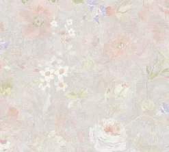 Vliestapete Floral Vintage Grau Weiß 38636-4