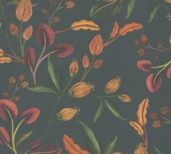 Vliestapete Floral Vintage Grün Orange 78211-2