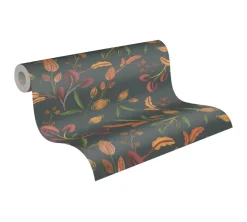 Vliestapete Floral Vintage Grün Orange 78211-2