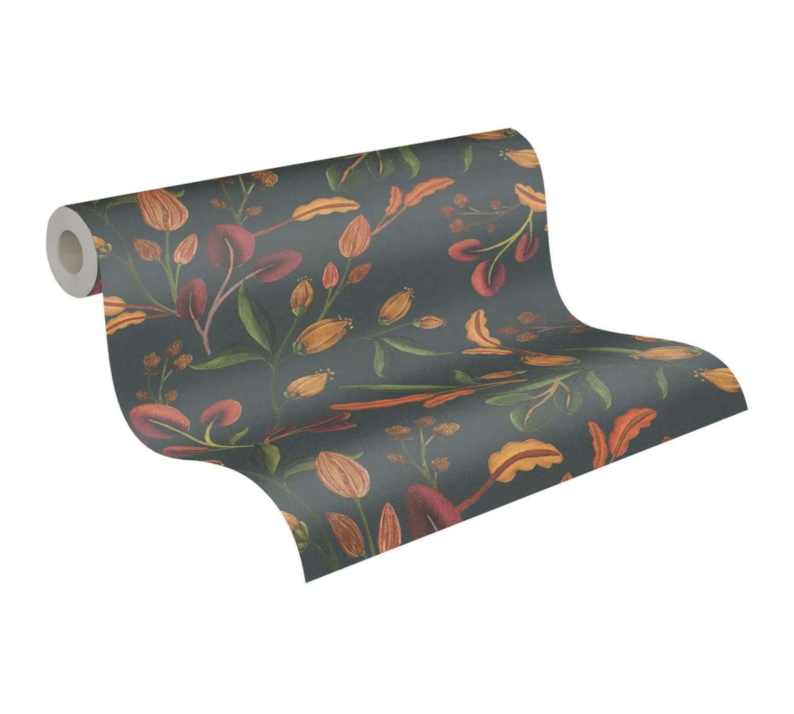 Vliestapete Floral Vintage Grün Orange 78211-2