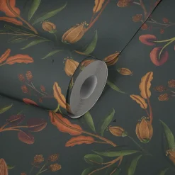 Vliestapete Floral Vintage Grün Orange 78211-2