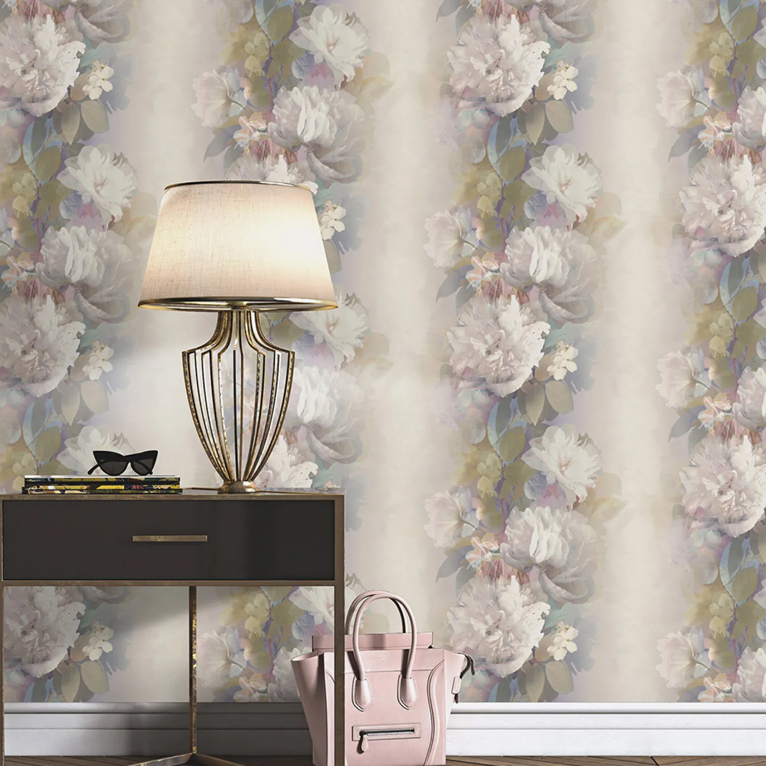 Vliestapete Floral Vintage Lila Grün Creme 10513-09