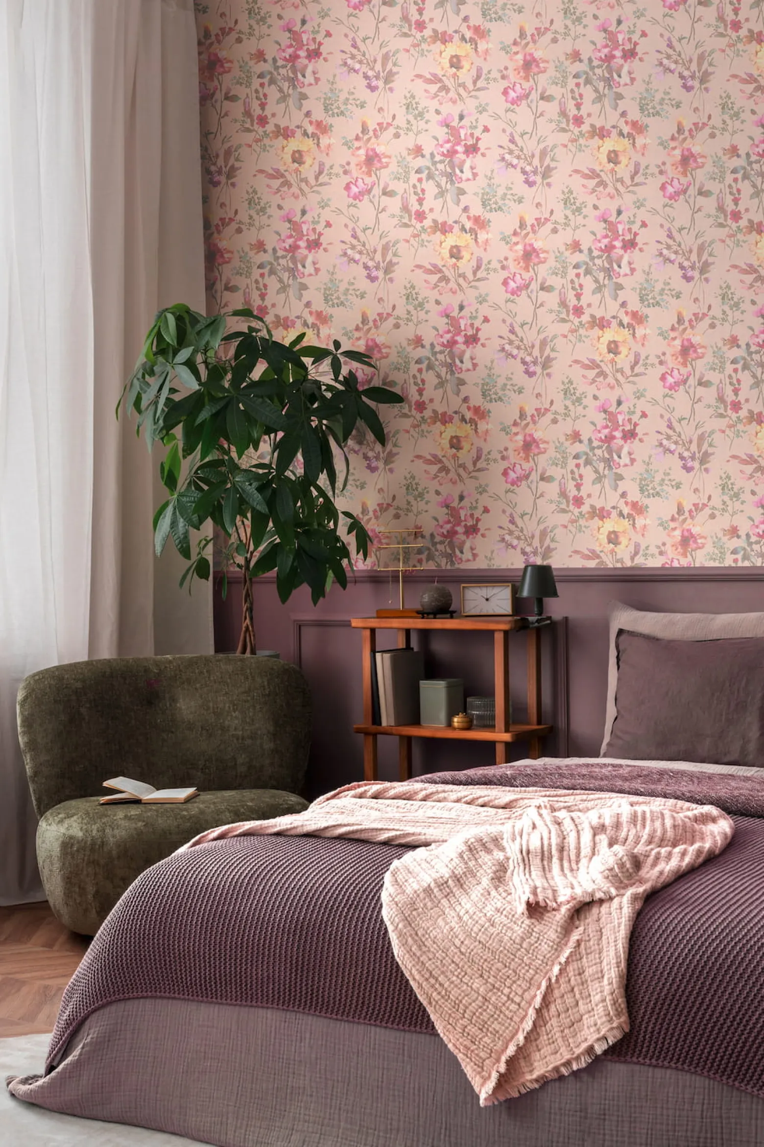 Vliestapete Floral Vintage Rosa Grün Lila 79061-3