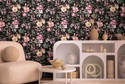 Vliestapete Floral Vintage Schwarz Rosa 79061-2