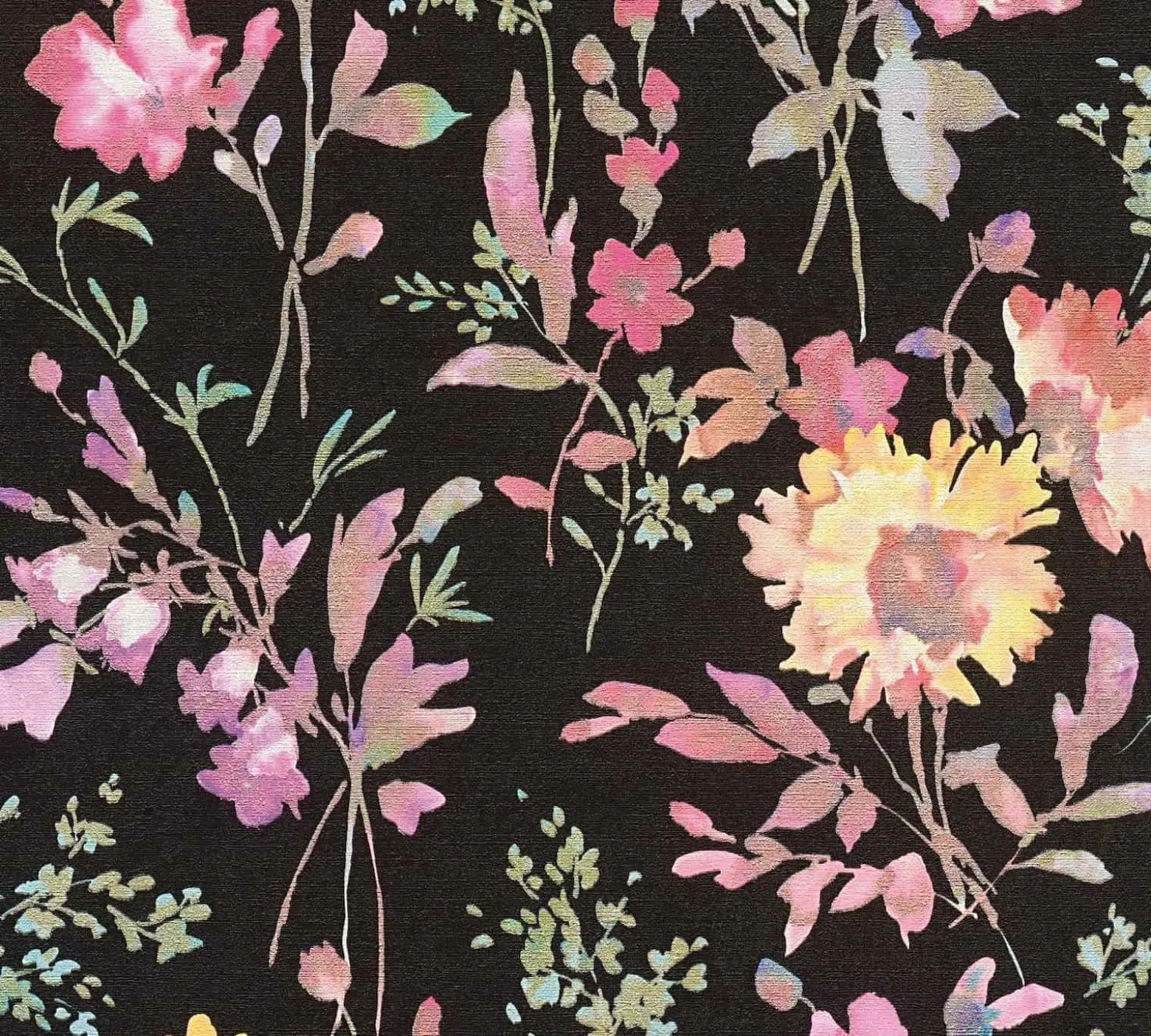 Vliestapete Floral Vintage Schwarz Rosa 79061-2