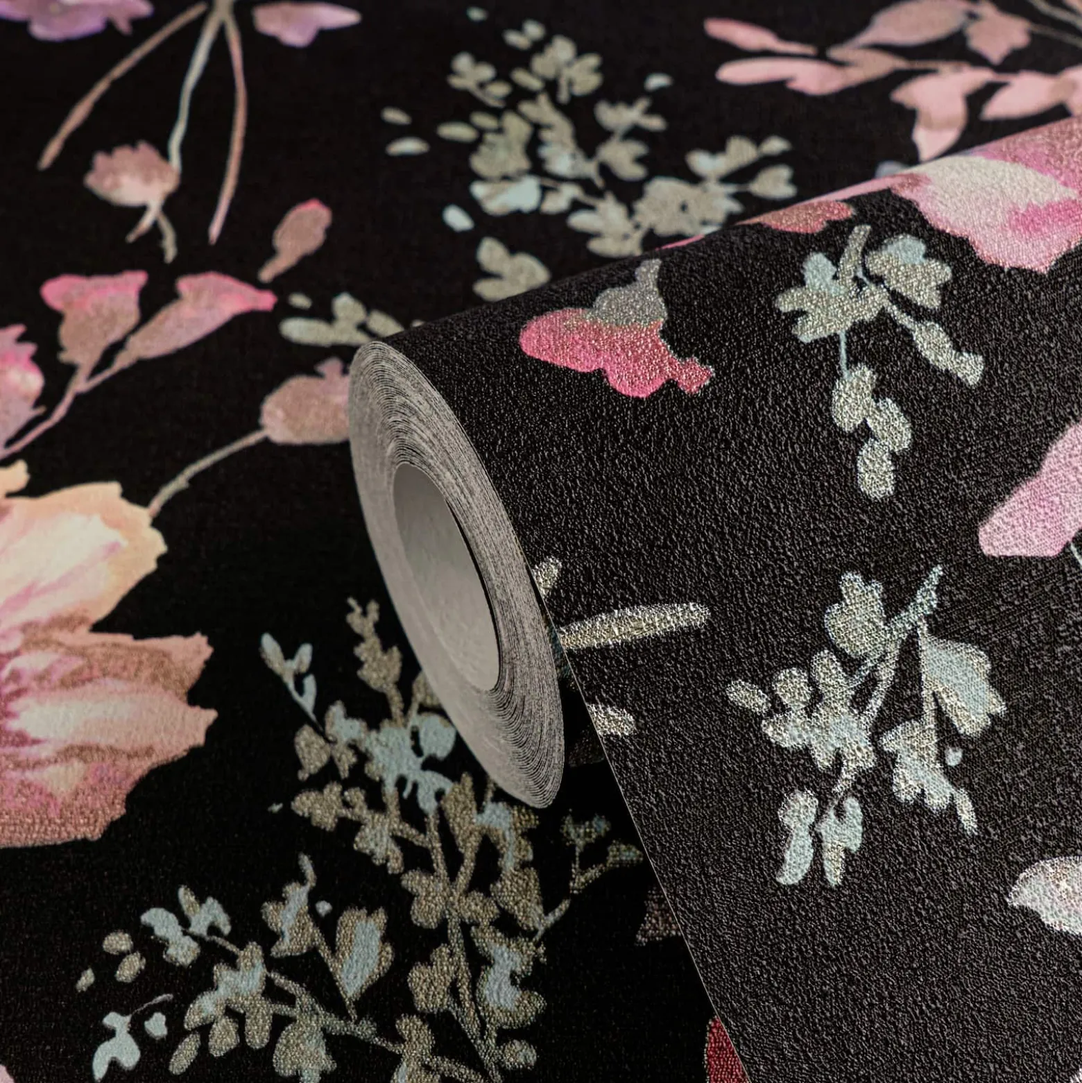 Vliestapete Floral Vintage Schwarz Rosa 79061-2