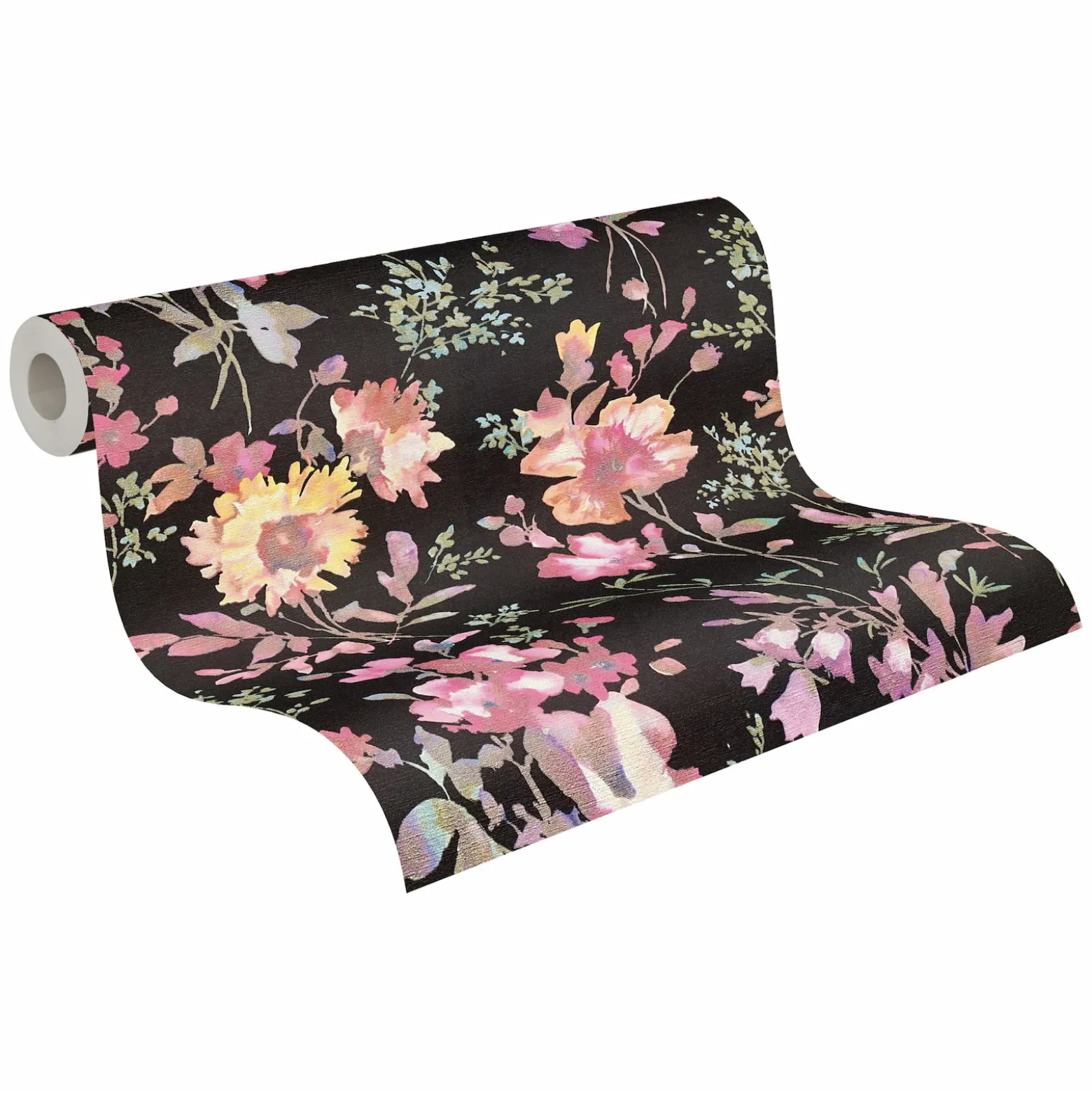 Vliestapete Floral Vintage Schwarz Rosa 79061-2