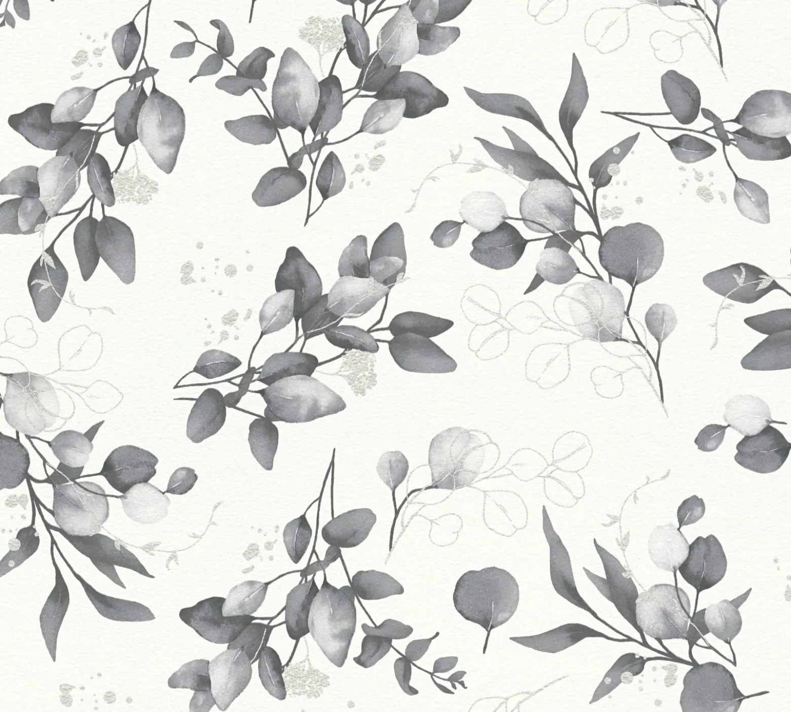 Vliestapete Floral Weiß Grau Silber Metallic 39768-6