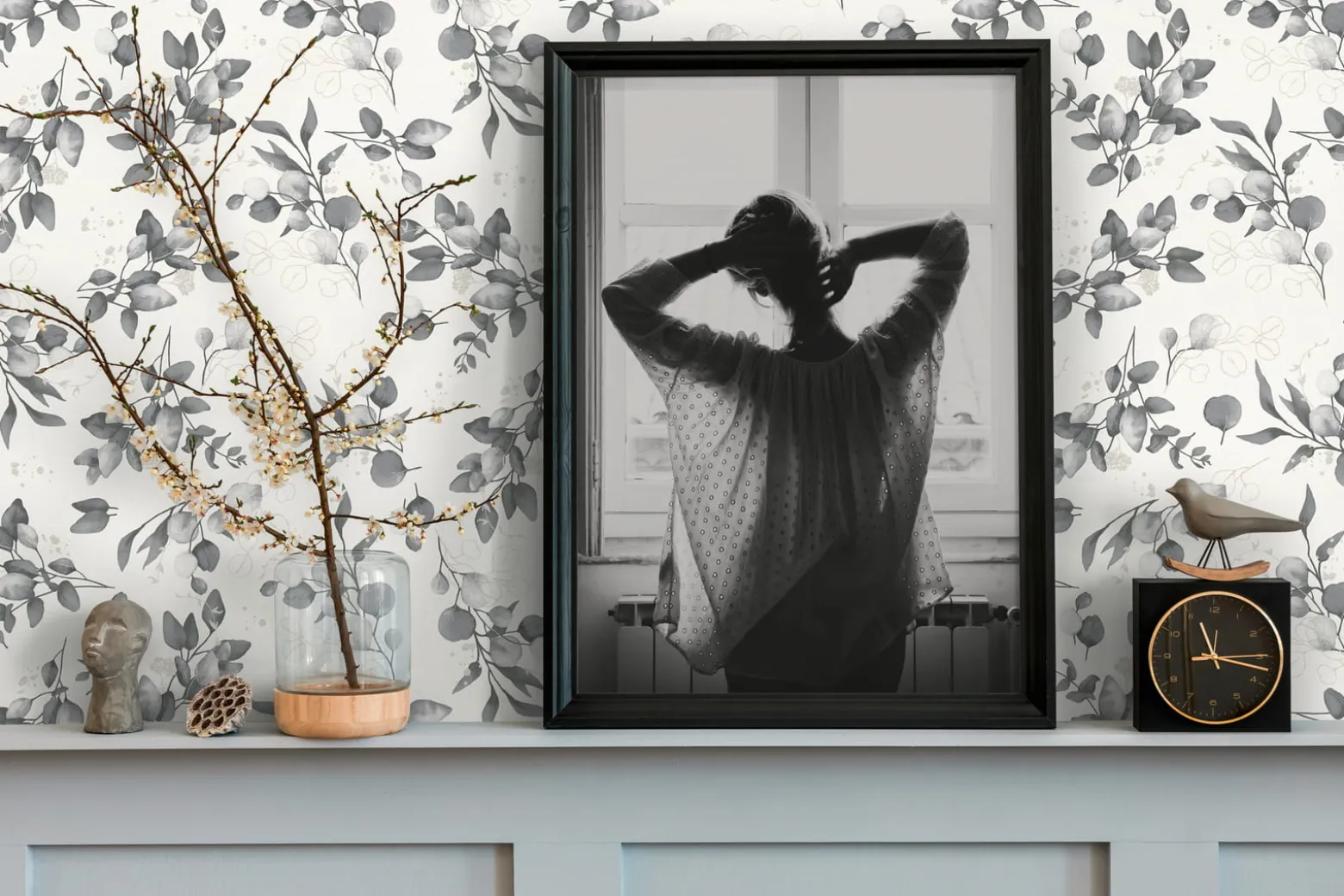 Vliestapete Floral Weiß Grau Silber Metallic 39768-6