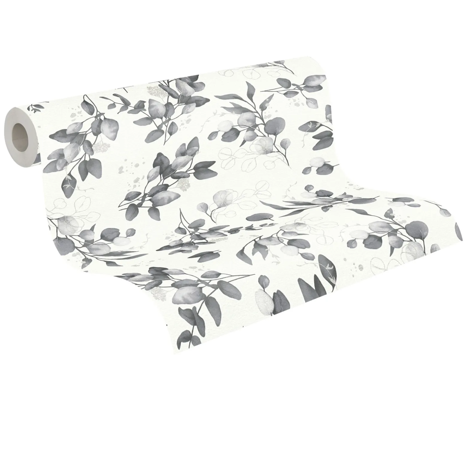 Vliestapete Floral Weiß Grau Silber Metallic 39768-6