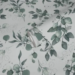 Vliestapete Floral Weiß Grün Silber Metallic 39768-2