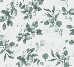 Vliestapete Floral Weiß Grün Silber Metallic 39768-2