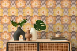 Vliestapete Floral Wellen Blumen Gelb Orange 39539-5