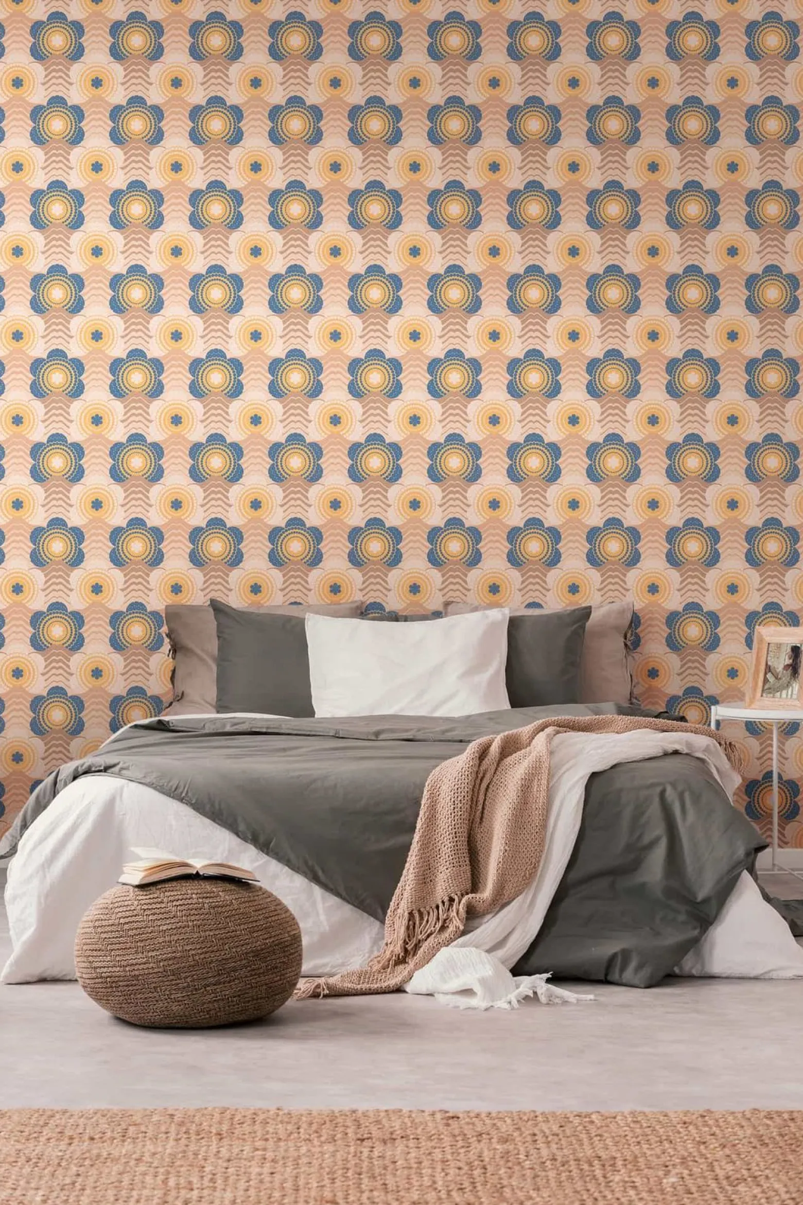 Vliestapete Floral Wellen Blumen Braun Blau 39539-2