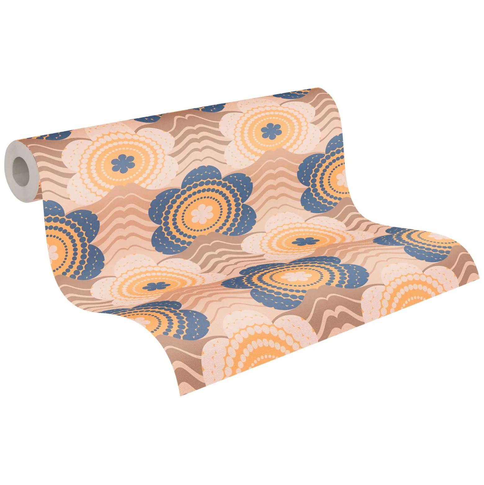 Vliestapete Floral Wellen Blumen Braun Blau 39539-2