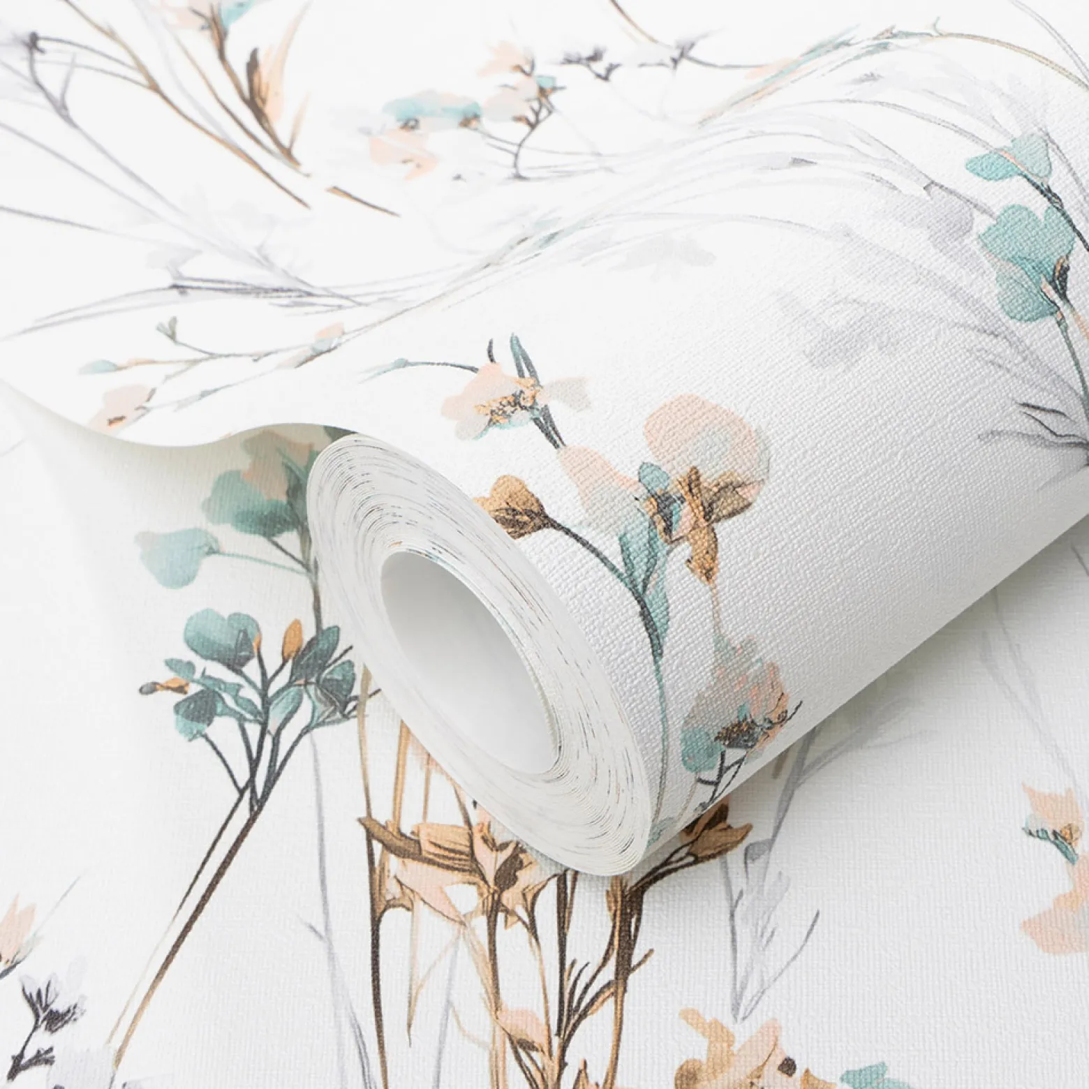Vliestapete Floral Wildblumen Weiß Blau Beige 10561-35