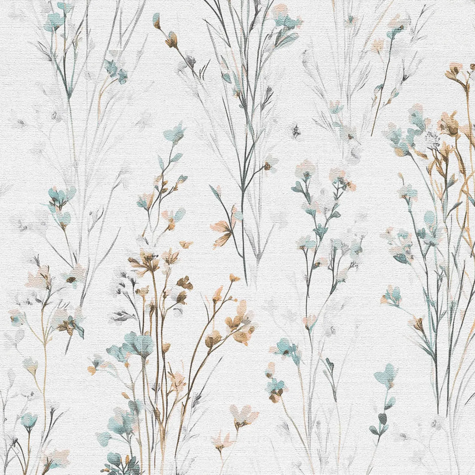 Vliestapete Floral Wildblumen Weiß Blau Beige 10561-35