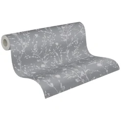 Vliestapete Floral Wildblumen Grau Silber Metallic 39546-3