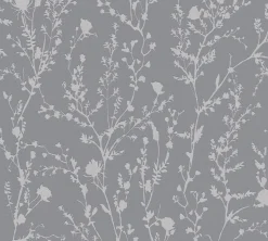 Vliestapete Floral Wildblumen Grau Silber Metallic 39546-3