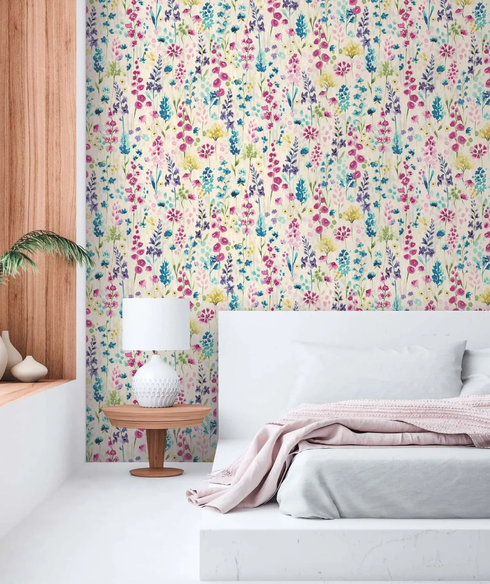 Vliestapete Floral Wildblumen Weiß Bunt 39606-1