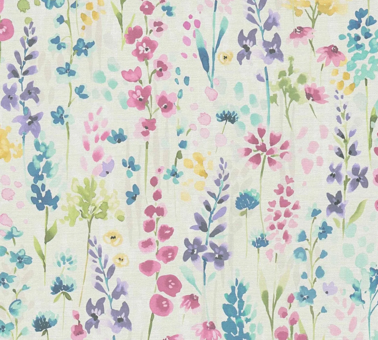 Vliestapete Floral Wildblumen Weiß Bunt 39606-1