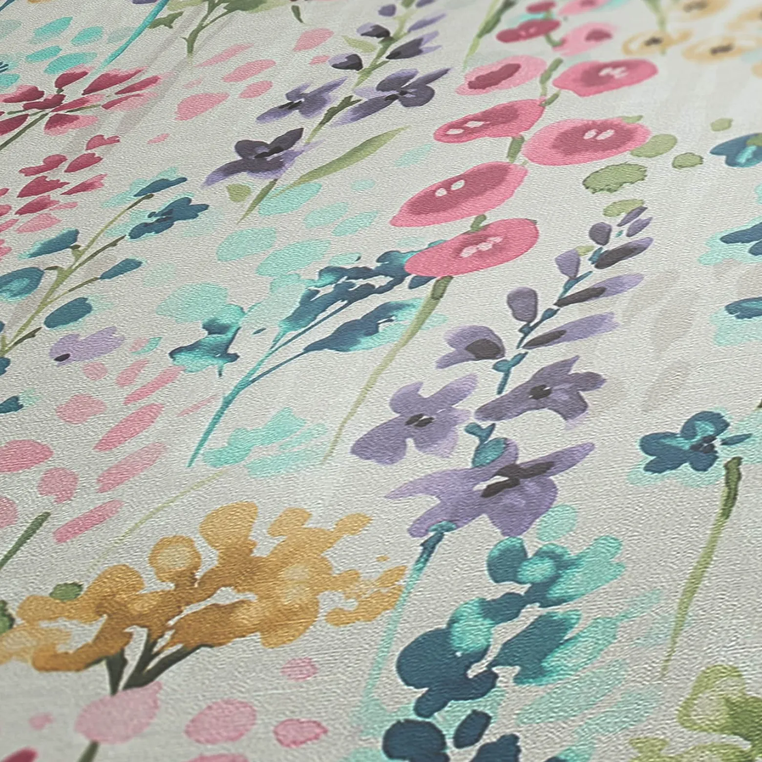 Vliestapete Floral Wildblumen Weiß Bunt 39606-1