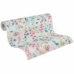 Vliestapete Floral Wildblumen Weiß Bunt 39606-1