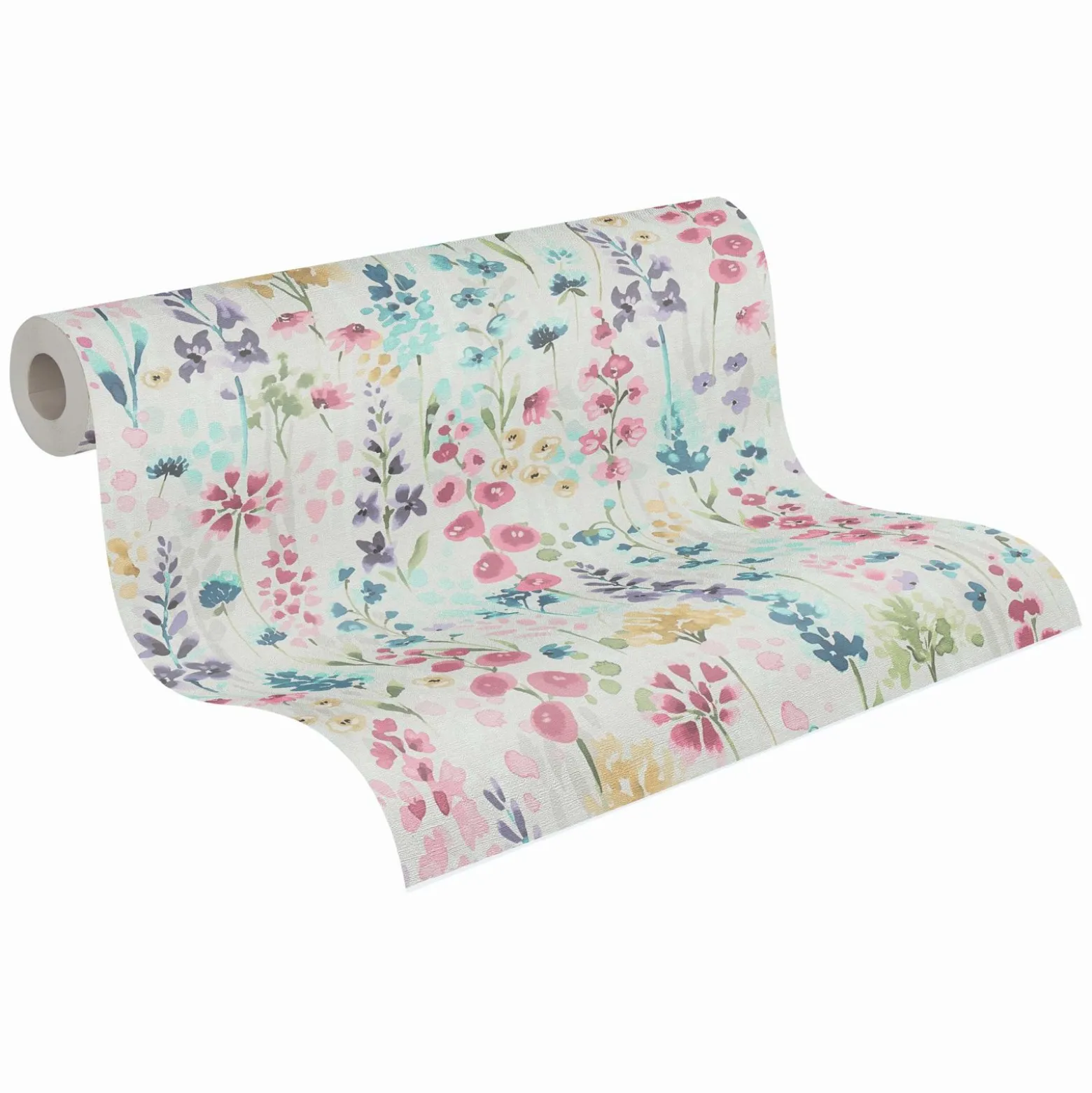 Vliestapete Floral Wildblumen Weiß Bunt 39606-1