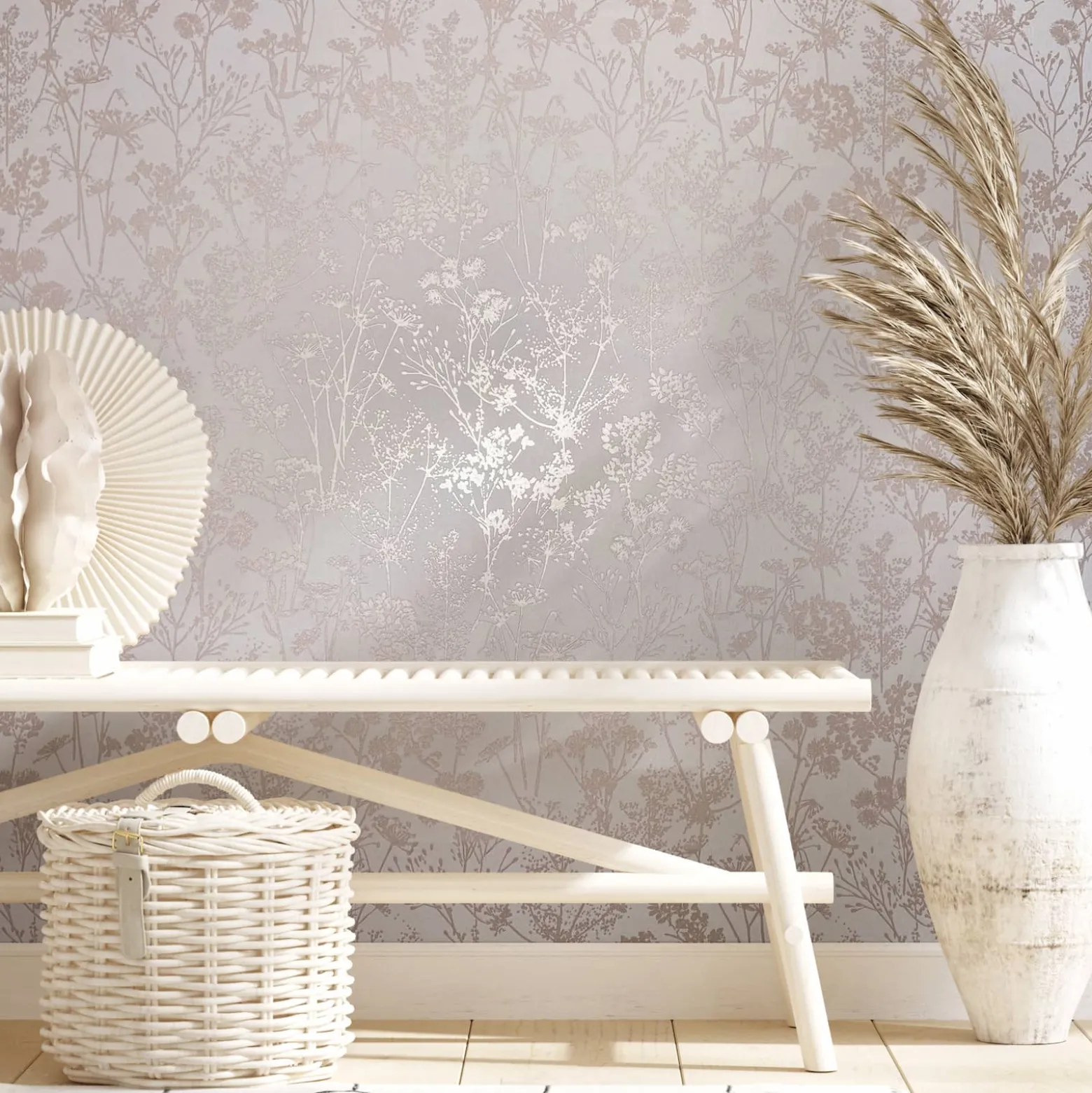 Vliestapete Floral Wildblumen Creme Gold Metallic 82463