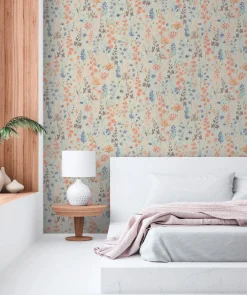 Vliestapete Floral Wildblumen Grau Orange 39606-3