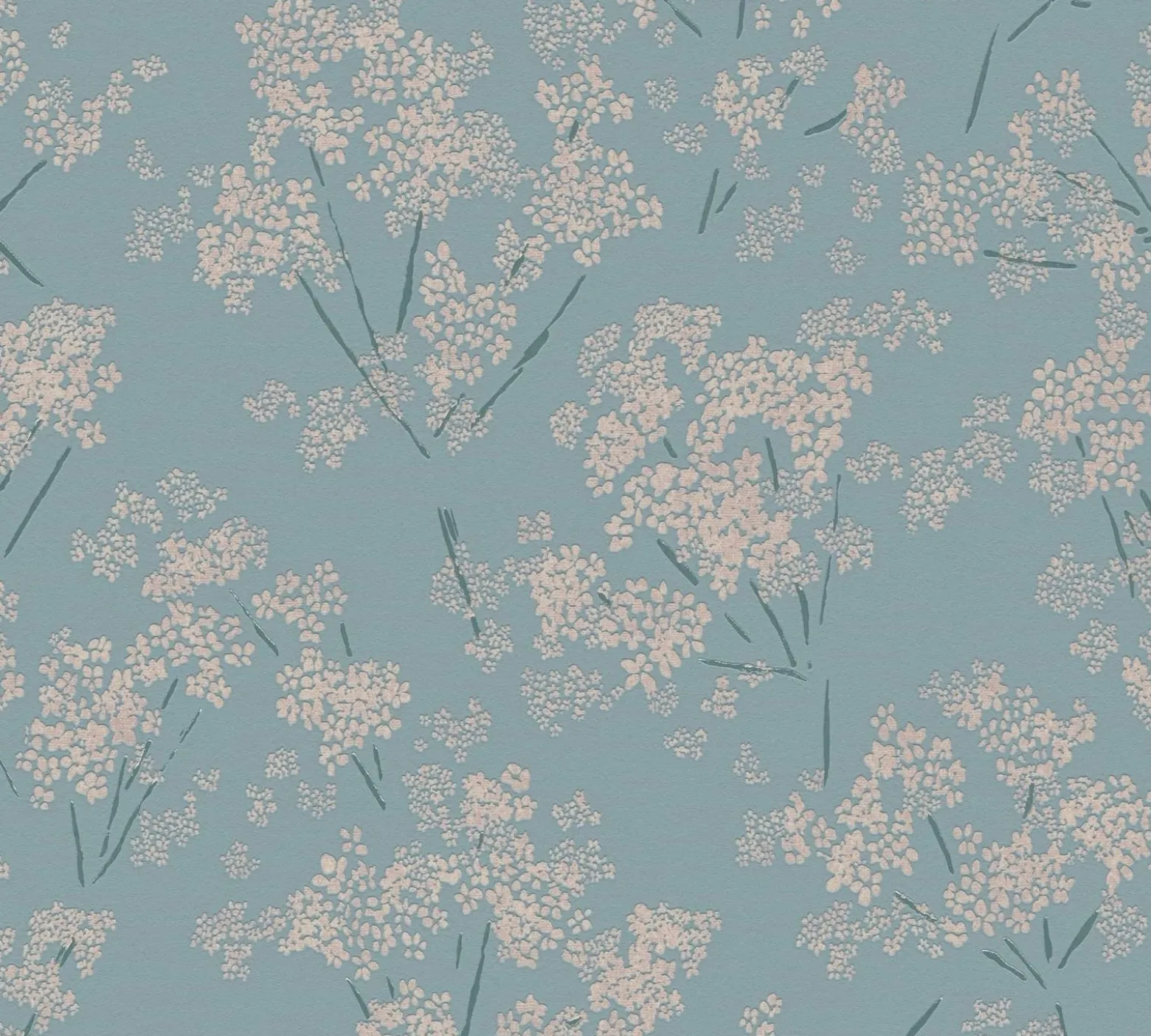 Vliestapete Floral Zweige Blau Beige Metallic 39548-5