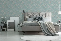 Vliestapete Floral Zweige Blau Beige Metallic 39548-5