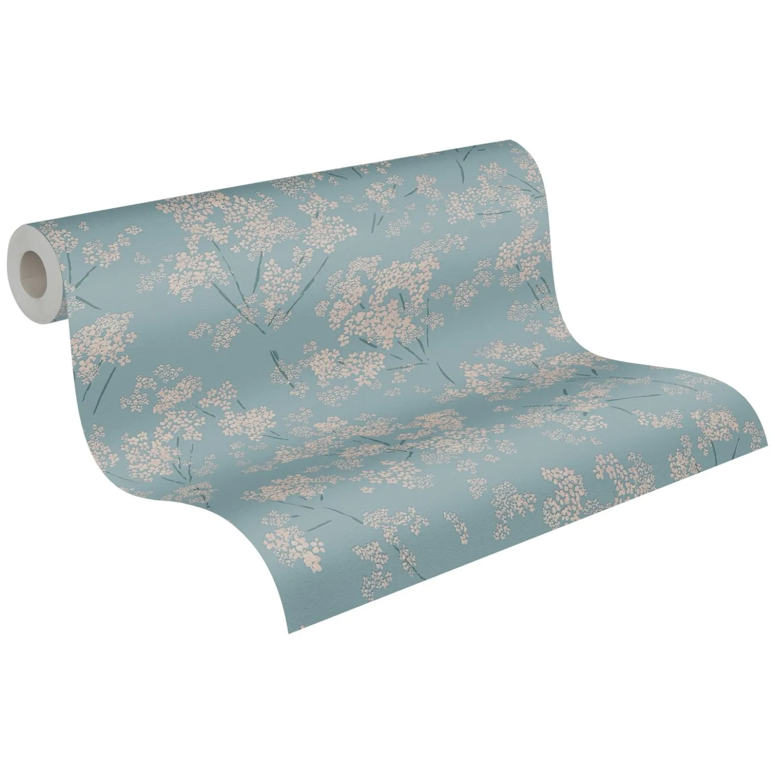 Vliestapete Floral Zweige Blau Beige Metallic 39548-5