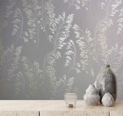 Vliestapete Floral Zweige Grau Gold Metallic 82343