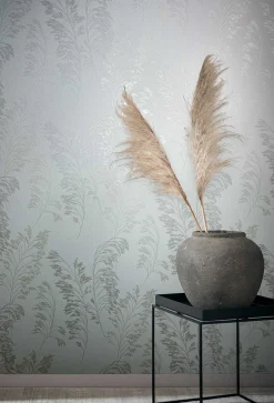 Vliestapete Floral Zweige Weiß Silber Metallic 82342