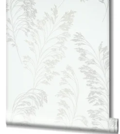 Vliestapete Floral Zweige Weiß Silber Metallic 82342