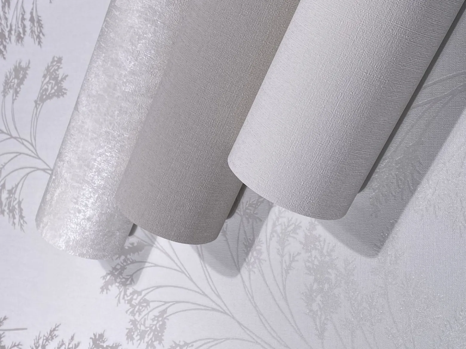Vliestapete Floral Zweige Weiß Silber Metallic 82342