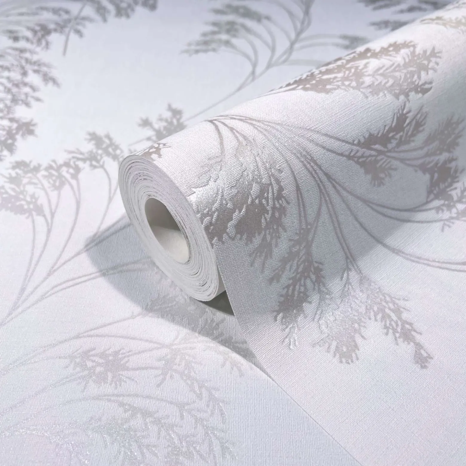 Vliestapete Floral Zweige Weiß Silber Metallic 82342