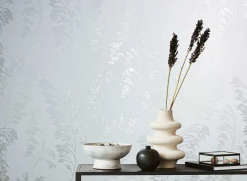 Vliestapete Floral Zweige Weiß Silber Metallic 82342