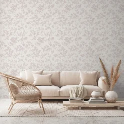 Vliestapete Floral Zweige Weiß Rosa Metallic 39548-1