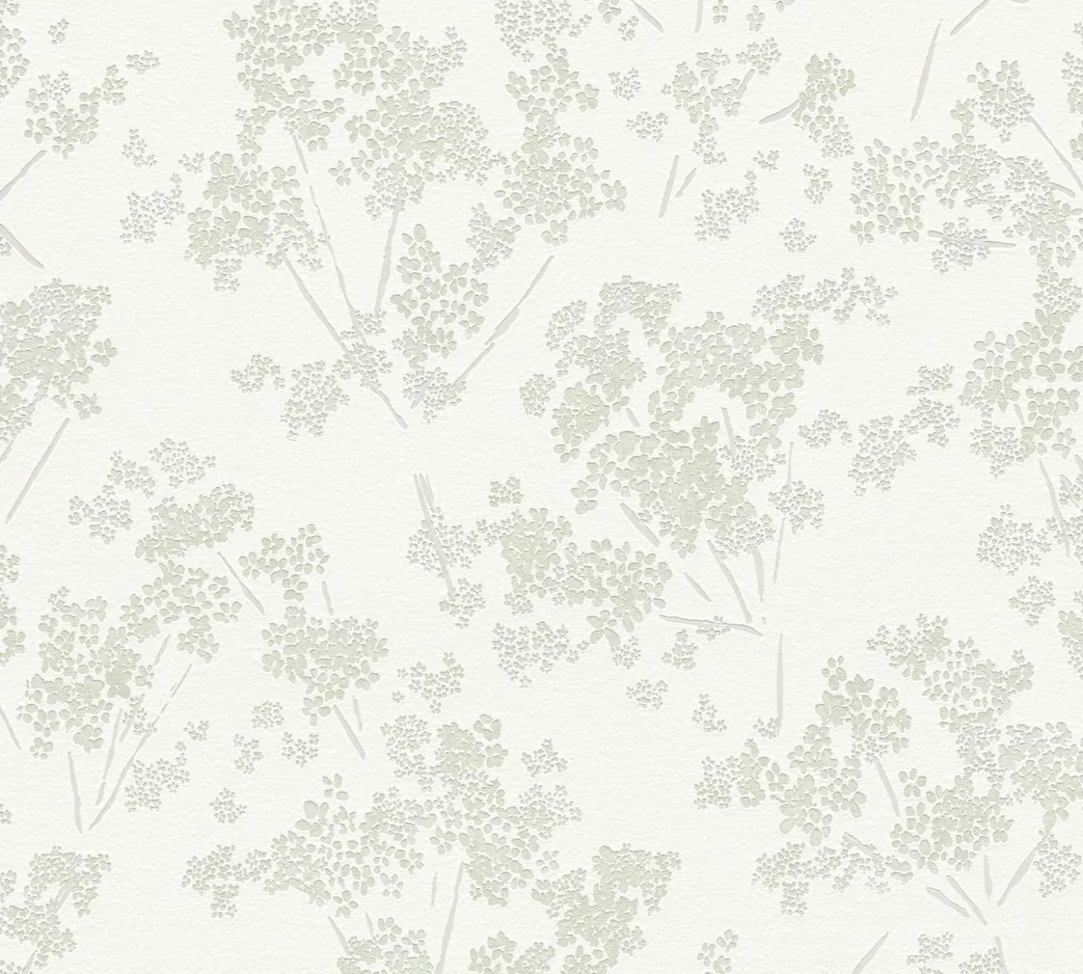 Vliestapete Floral Zweige Weiß Grün Metallic 39548-2