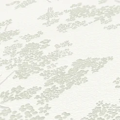 Vliestapete Floral Zweige Weiß Grün Metallic 39548-2