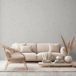 Vliestapete Floral Zweige Weiß Silber Metallic 39548-4