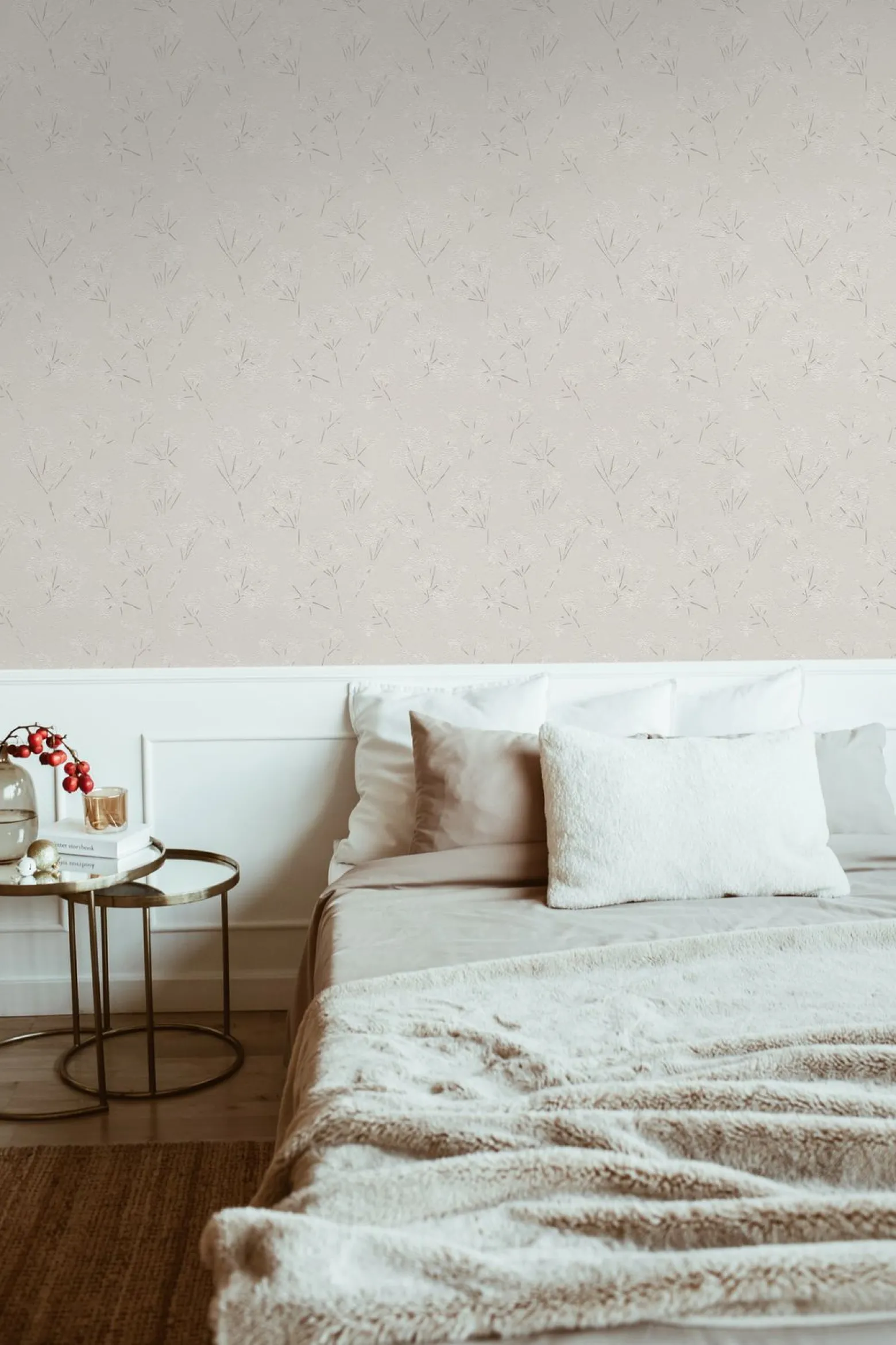 Vliestapete Floral Zweige Weiß Silber Metallic 39548-4