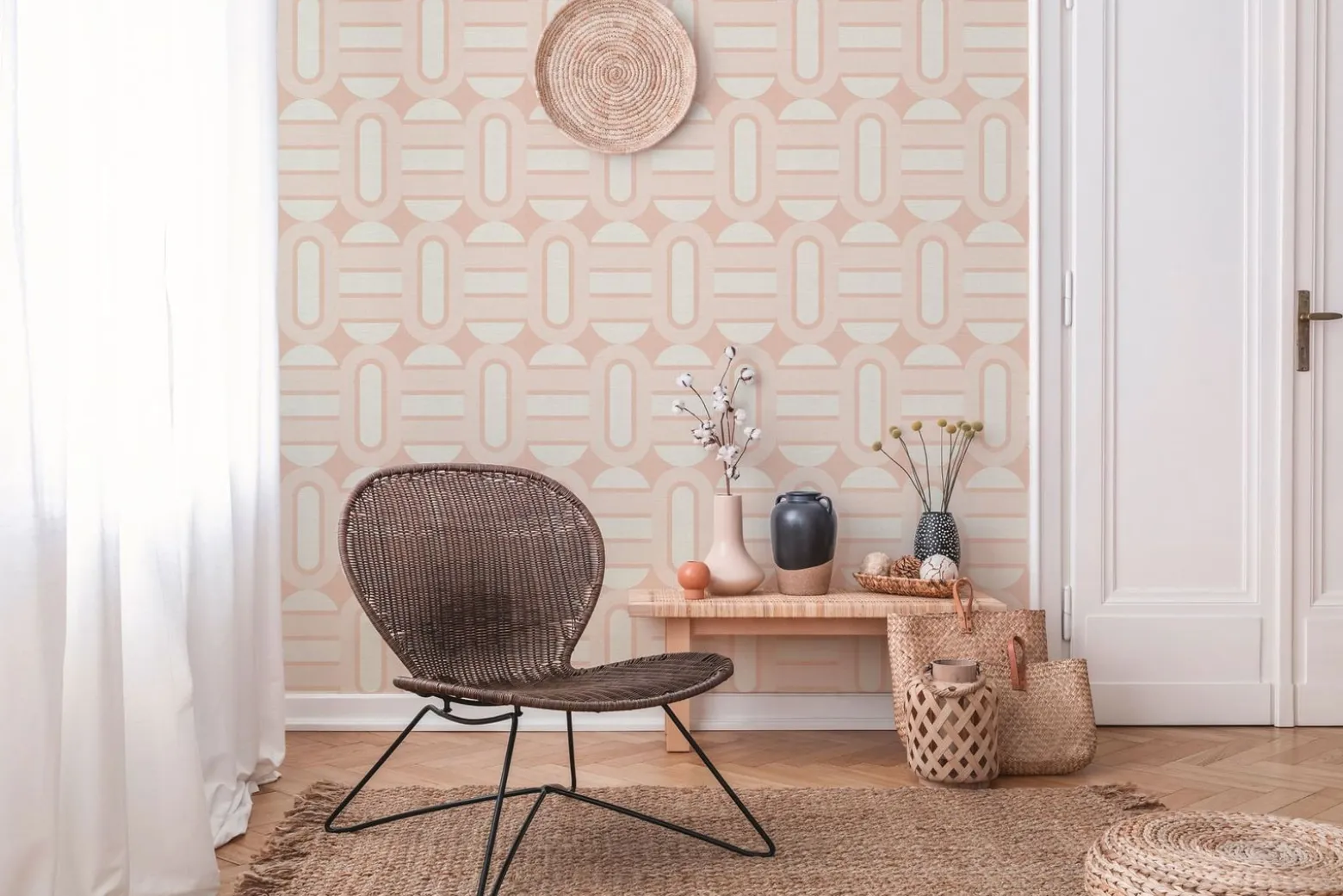 Vliestapete Formen Grafisch Rosa Creme 39536-5
