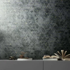Vliestapete Geometrisch Anthrazit Gold Metallic 82425